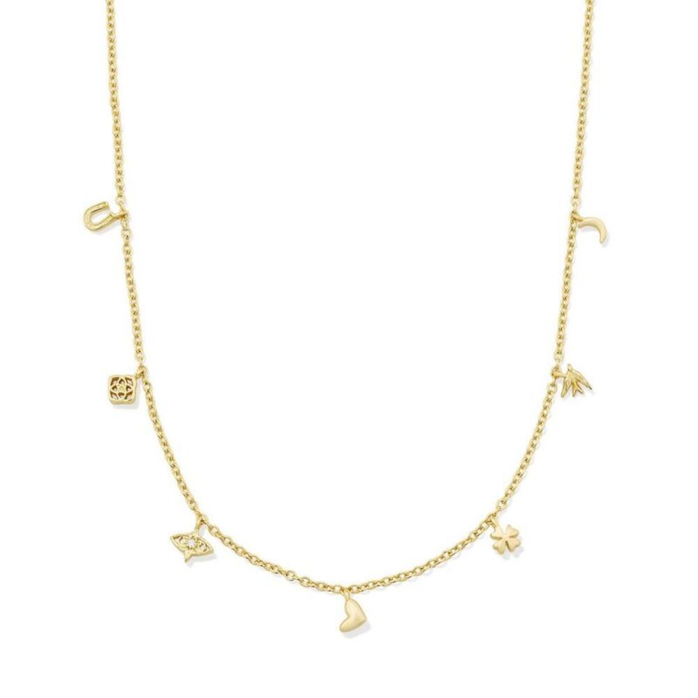Kendra Scott Lucky Charm Strand Necklace - Gold/White Cz One Size